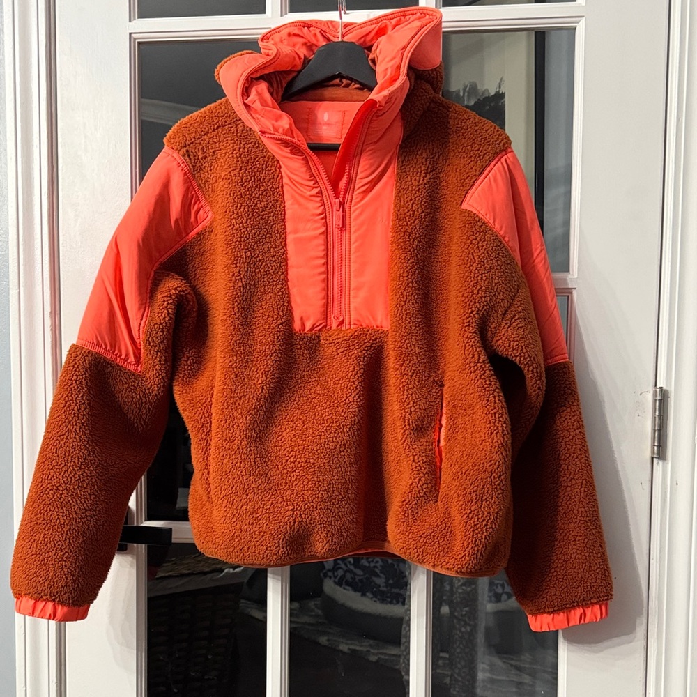 FREE PEOPLE MOVEMENT Orange/burnt orange Fleece Jacket XS oversized
